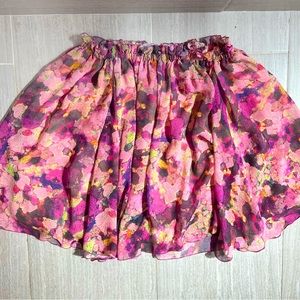 See by Chloe Multi Color Paper Bag Skater Mini Skirt Sz 6